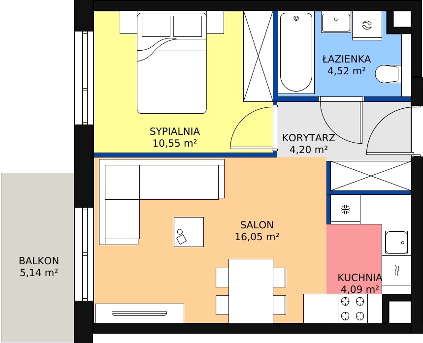 Zalety mieszkania 39.41 m², D.P1.86
