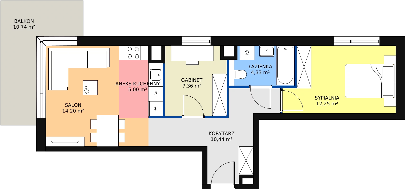 Zalety mieszkania 53.58 m², D.P2.93