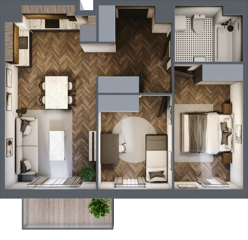 3 pokoje, mieszkanie 56,38 m², piętro 1, oferta nr B.1.38, Jabłonova Bud. B, Piaseczno, ul. Jabłoniowa