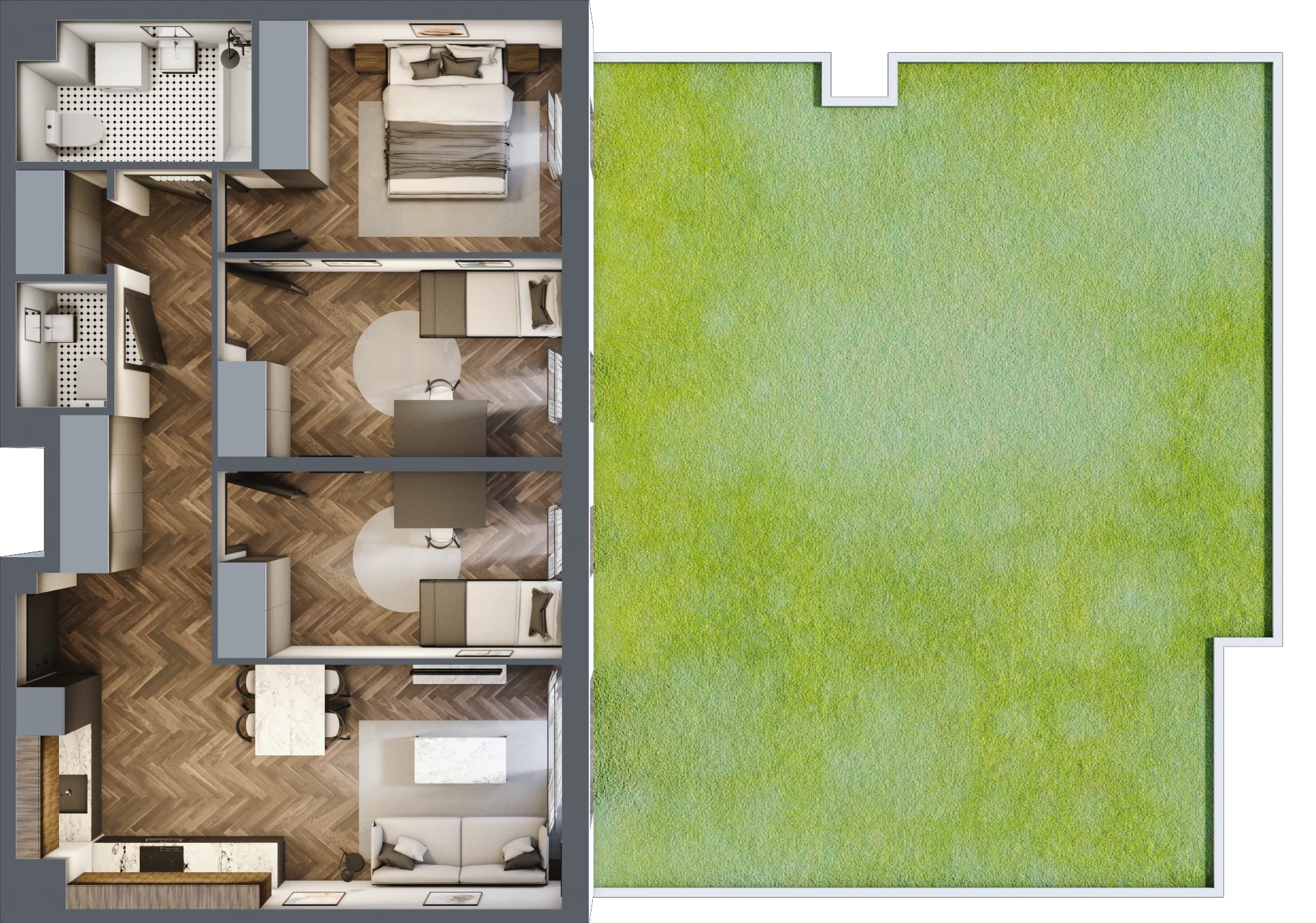 4 pokoje, mieszkanie 70,06 m², parter, oferta nr B.0.3, Jabłonova Bud. B, Piaseczno, ul. Jabłoniowa