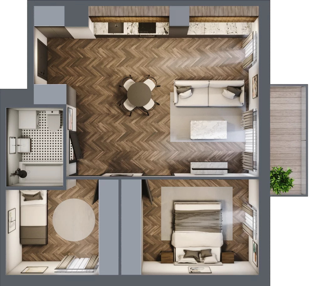 3 pokoje, mieszkanie 57,27 m², piętro 1, oferta nr B.1.34, Jabłonova Bud. B, Piaseczno, ul. Jabłoniowa