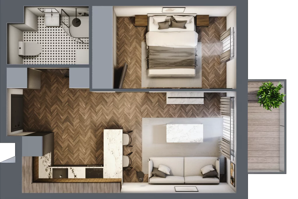 2 pokoje, mieszkanie 35,57 m², piętro 3, oferta nr B.3.82, Jabłonova Bud. B, Piaseczno, ul. Jabłoniowa