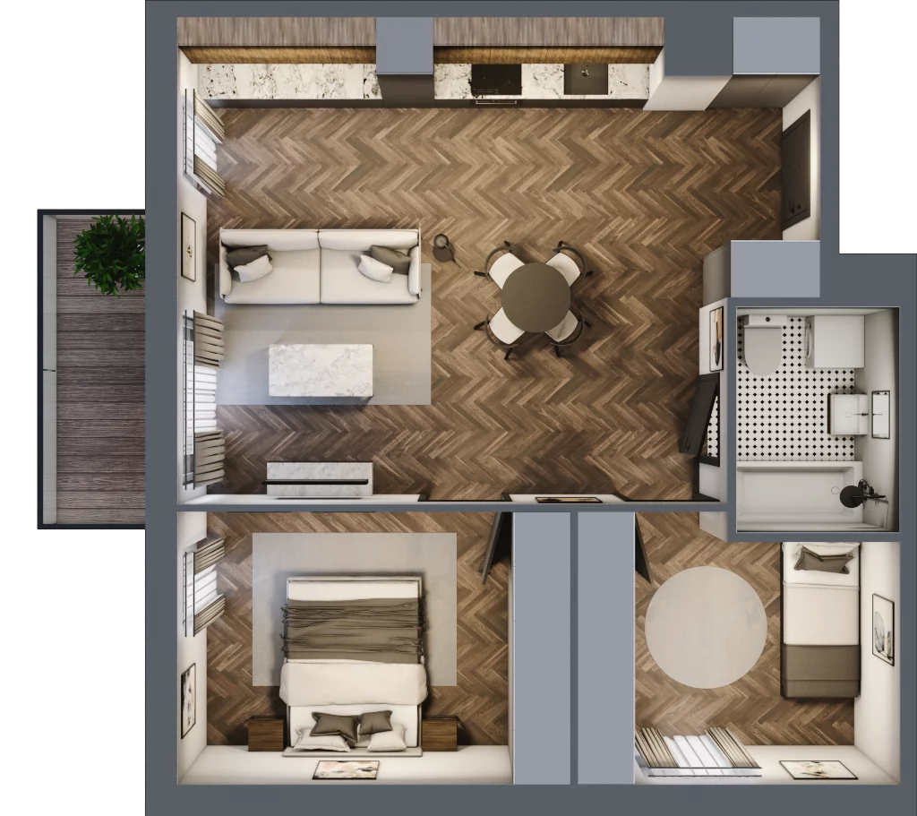 3 pokoje, mieszkanie 57,27 m², piętro 3, oferta nr B.3.87, Jabłonova Bud. B, Piaseczno, ul. Jabłoniowa