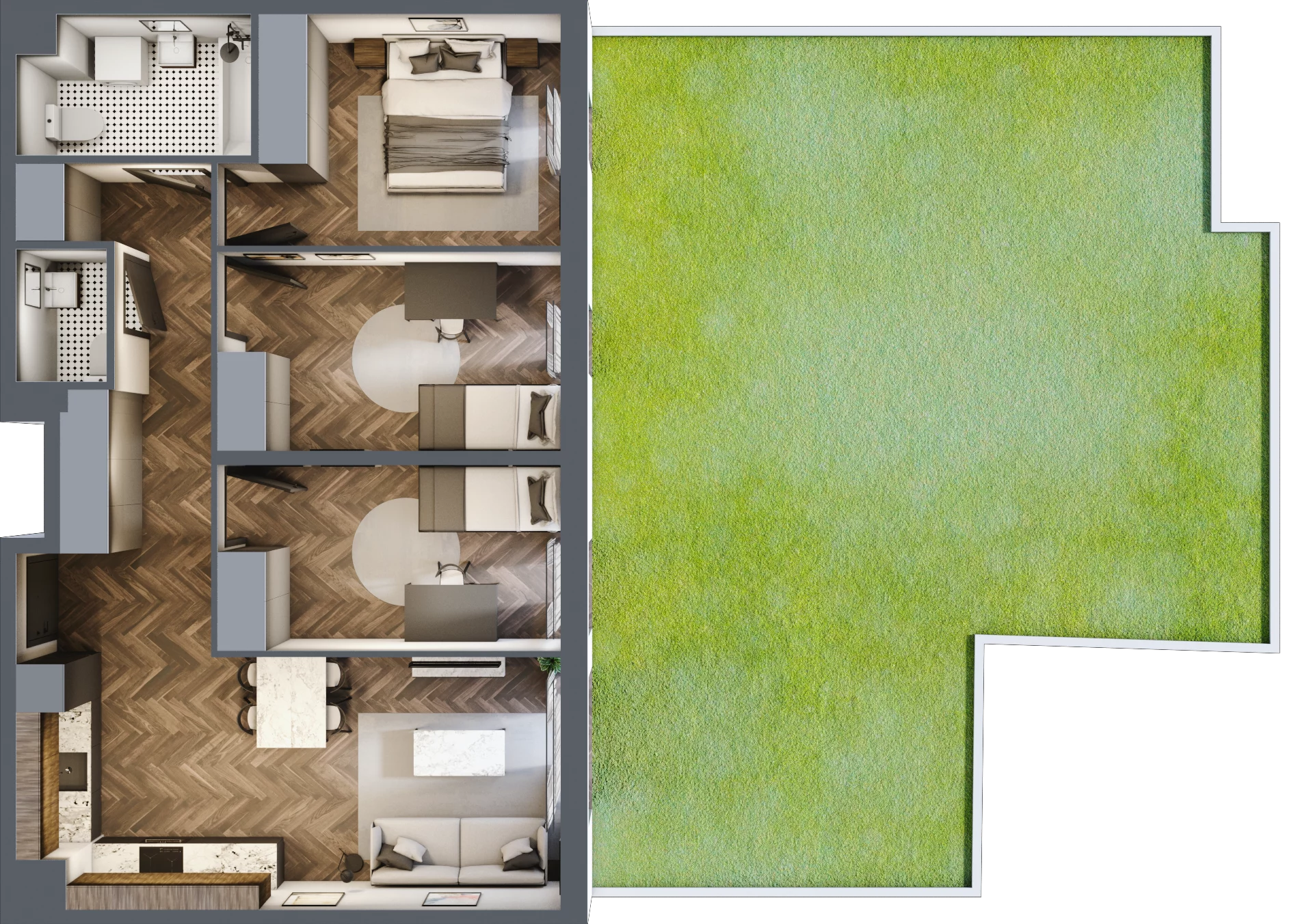 4 pokoje, mieszkanie 70,85 m², parter, oferta nr B.0.4, Jabłonova Bud. B, Piaseczno, ul. Jabłoniowa