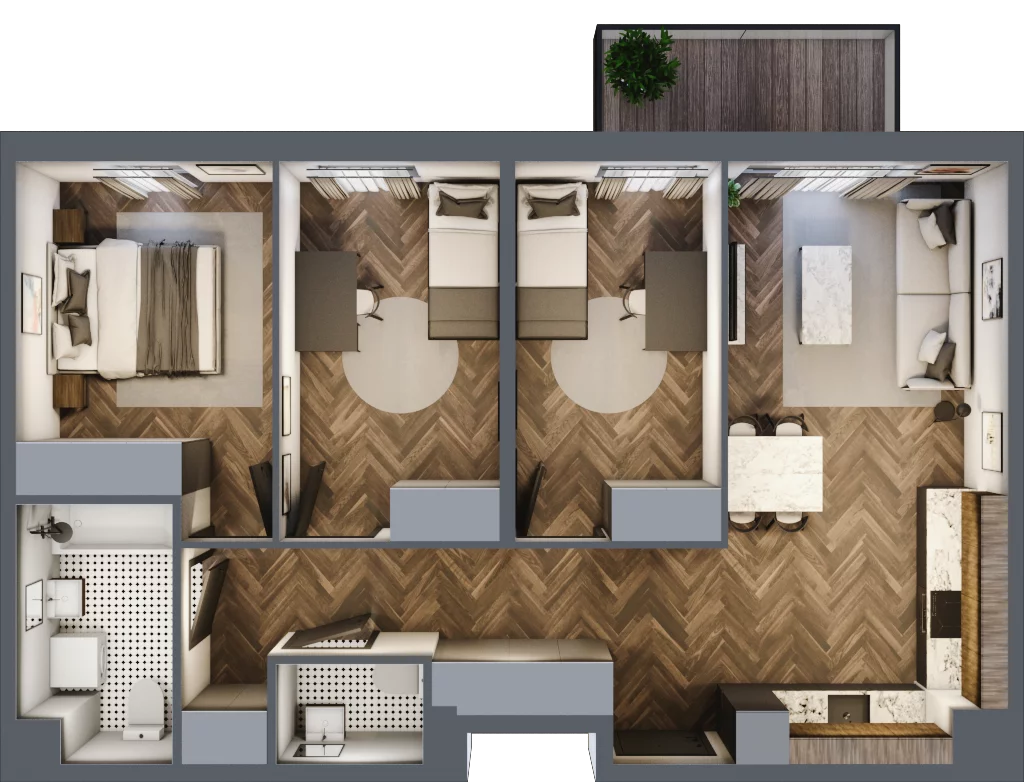 4 pokoje, mieszkanie 70,85 m², piętro 3, oferta nr B.3.79, Jabłonova Bud. B, Piaseczno, ul. Jabłoniowa