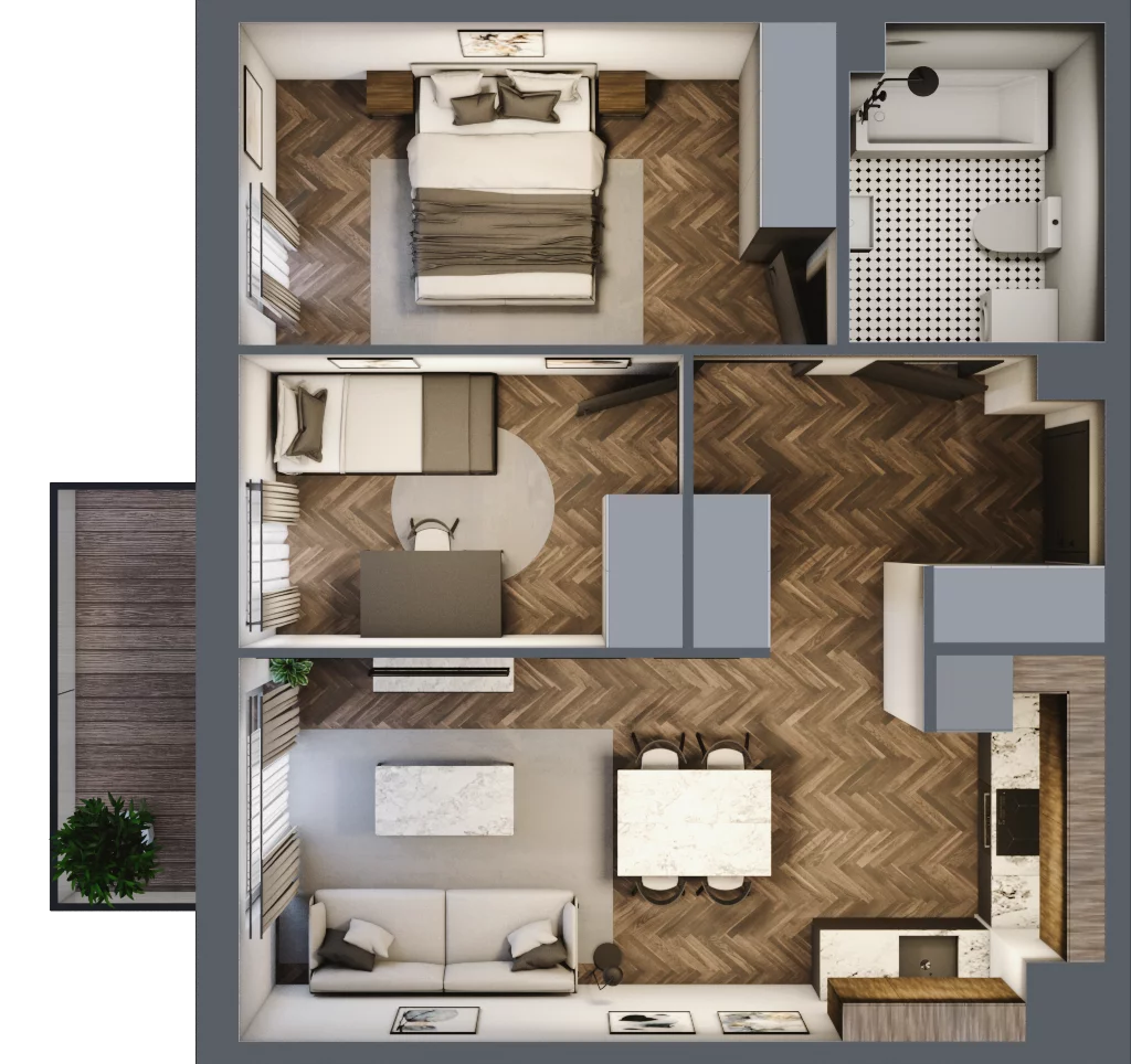 3 pokoje, mieszkanie 51,68 m², piętro 3, oferta nr B.3.91, Jabłonova Bud. B, Piaseczno, ul. Jabłoniowa