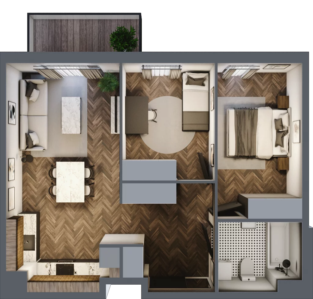 3 pokoje, mieszkanie 56,42 m², piętro 4, oferta nr B.4.108, Jabłonova Bud. B, Piaseczno, ul. Jabłoniowa