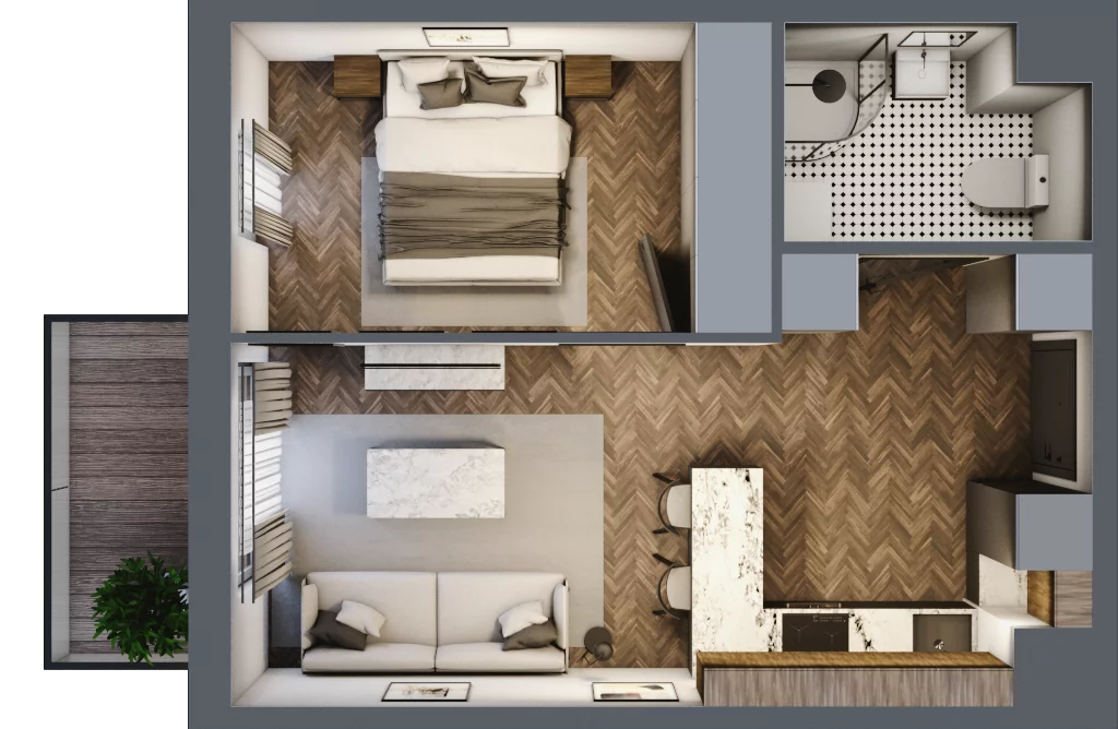 2 pokoje, mieszkanie 34,95 m², piętro 2, oferta nr B.2.73, Jabłonova Bud. B, Piaseczno, ul. Jabłoniowa
