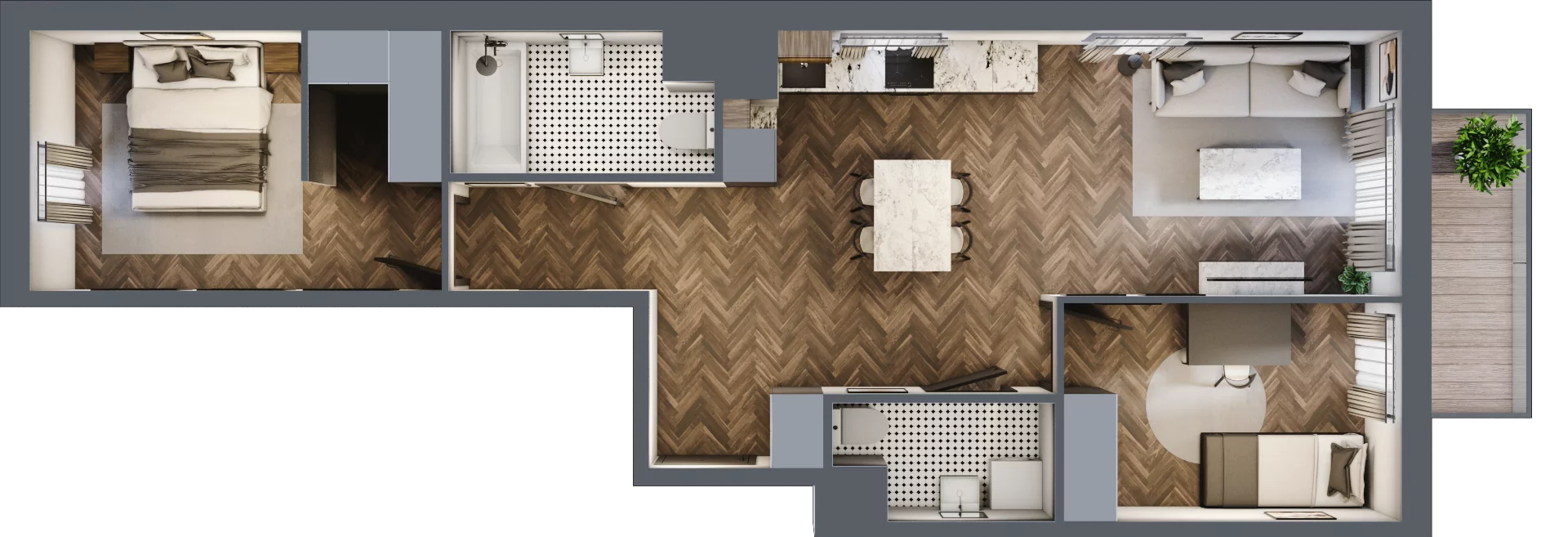 3 pokoje, mieszkanie 62,71 m², piętro 2, oferta nr B.2.50, Jabłonova Bud. B, Piaseczno, ul. Jabłoniowa
