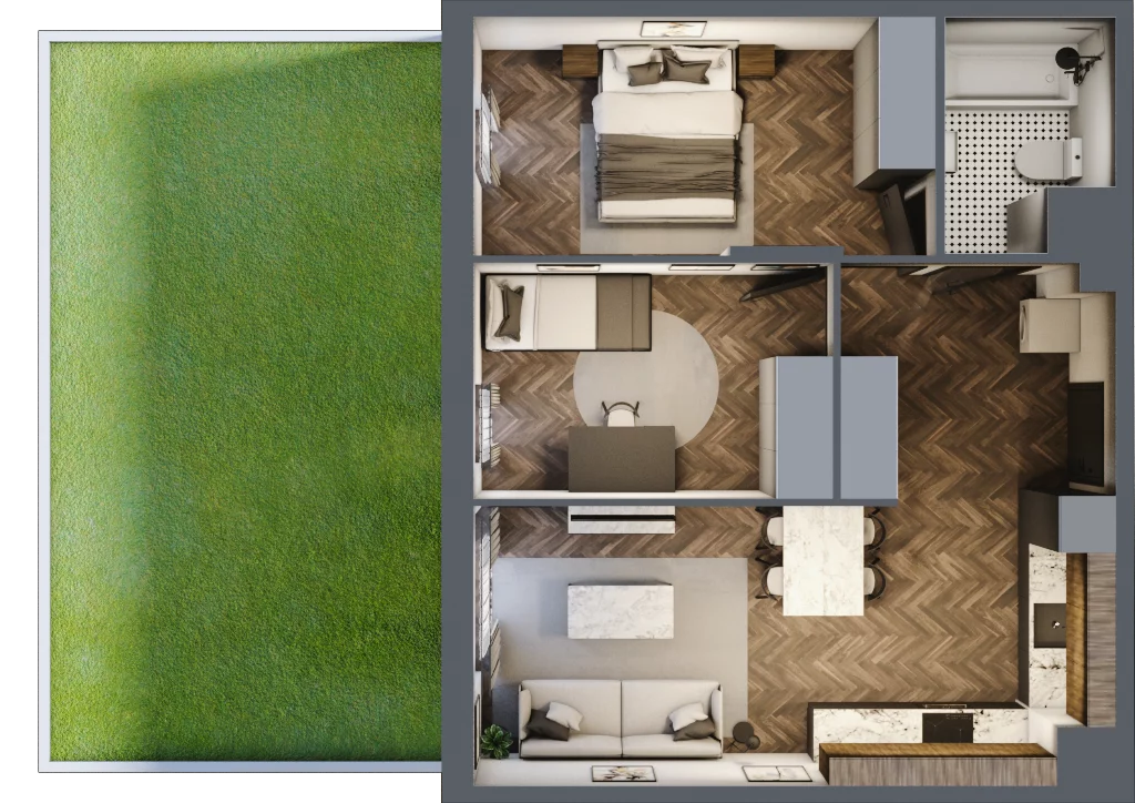 3 pokoje, mieszkanie 52,33 m², parter, oferta nr B.0.23, Jabłonova Bud. B, Piaseczno, ul. Jabłoniowa