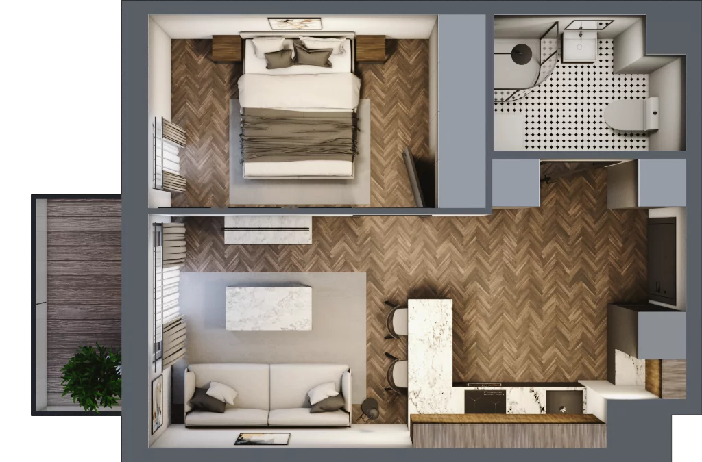 2 pokoje, mieszkanie 35,33 m², piętro 1, oferta nr B.1.41, Jabłonova Bud. B, Piaseczno, ul. Jabłoniowa