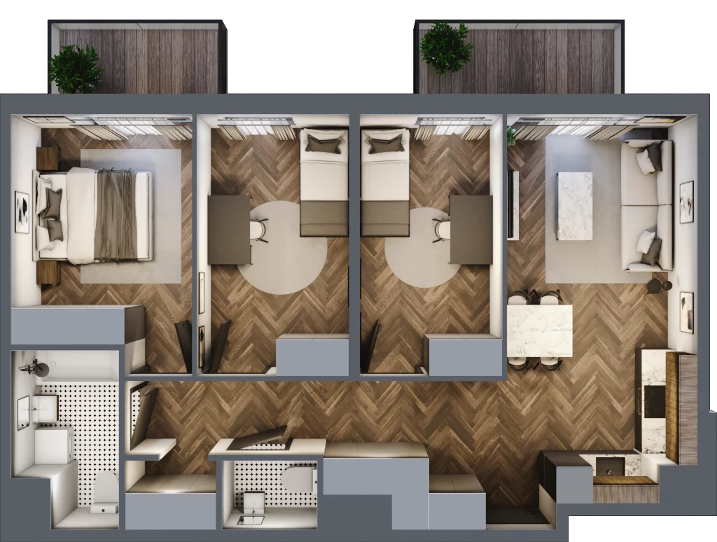 4 pokoje, mieszkanie 70,29 m², piętro 2, oferta nr B.2.51, Jabłonova Bud. B, Piaseczno, ul. Jabłoniowa