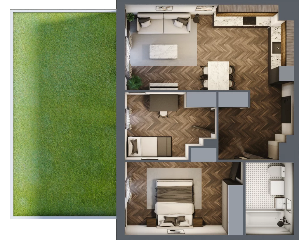 3 pokoje, mieszkanie 59,74 m², parter, oferta nr B.0.22, Jabłonova Bud. B, Piaseczno, ul. Jabłoniowa