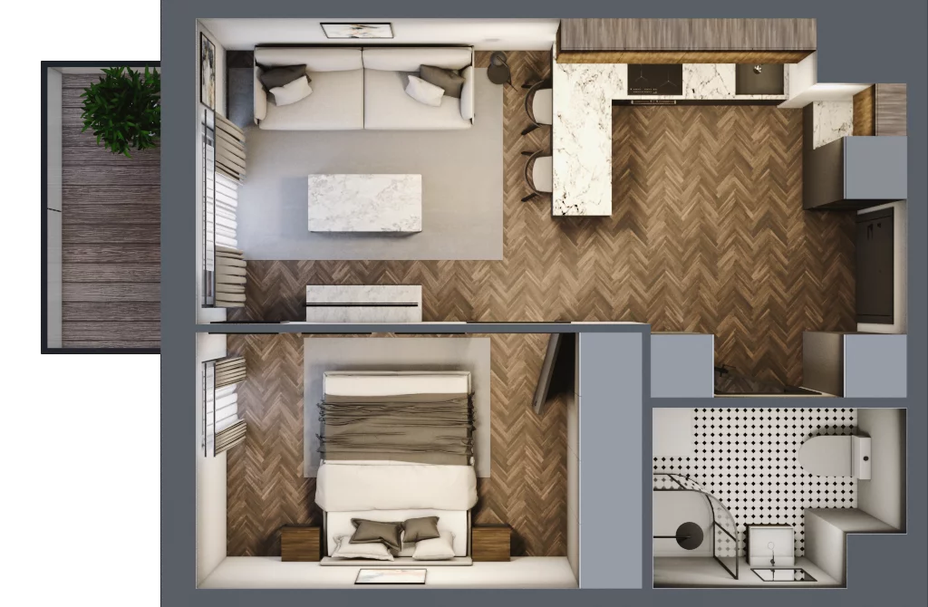 2 pokoje, mieszkanie 35,13 m², piętro 1, oferta nr B.1.44, Jabłonova Bud. B, Piaseczno, ul. Jabłoniowa