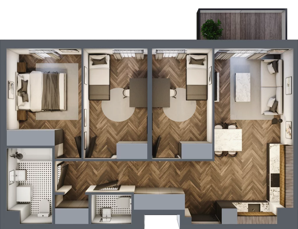 4 pokoje, mieszkanie 70,06 m², piętro 2, oferta nr B.2.52, Jabłonova Bud. B, Piaseczno, ul. Jabłoniowa