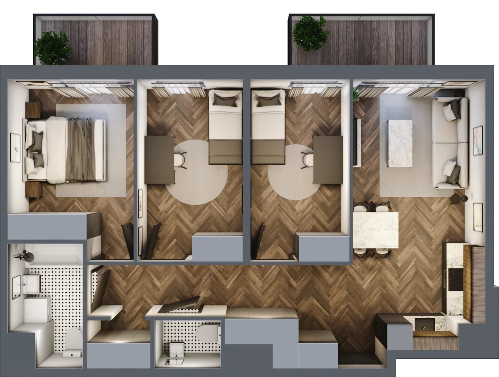 4 pokoje, mieszkanie 70,29 m², piętro 1, oferta nr B.1.25, Jabłonova Bud. B, Piaseczno, ul. Jabłoniowa