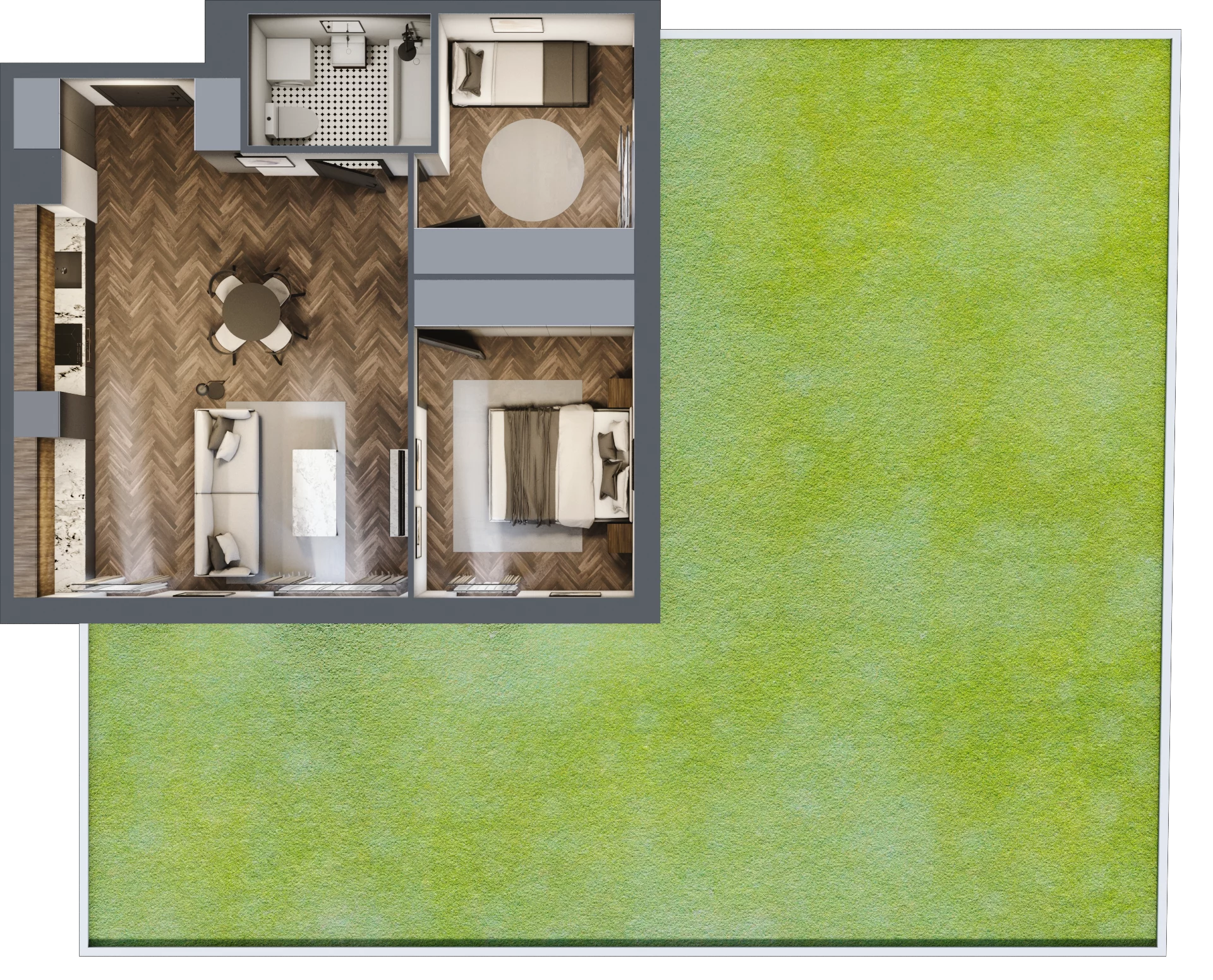 3 pokoje, mieszkanie 57,27 m², parter, oferta nr B.0.12, Jabłonova Bud. B, Piaseczno, ul. Jabłoniowa