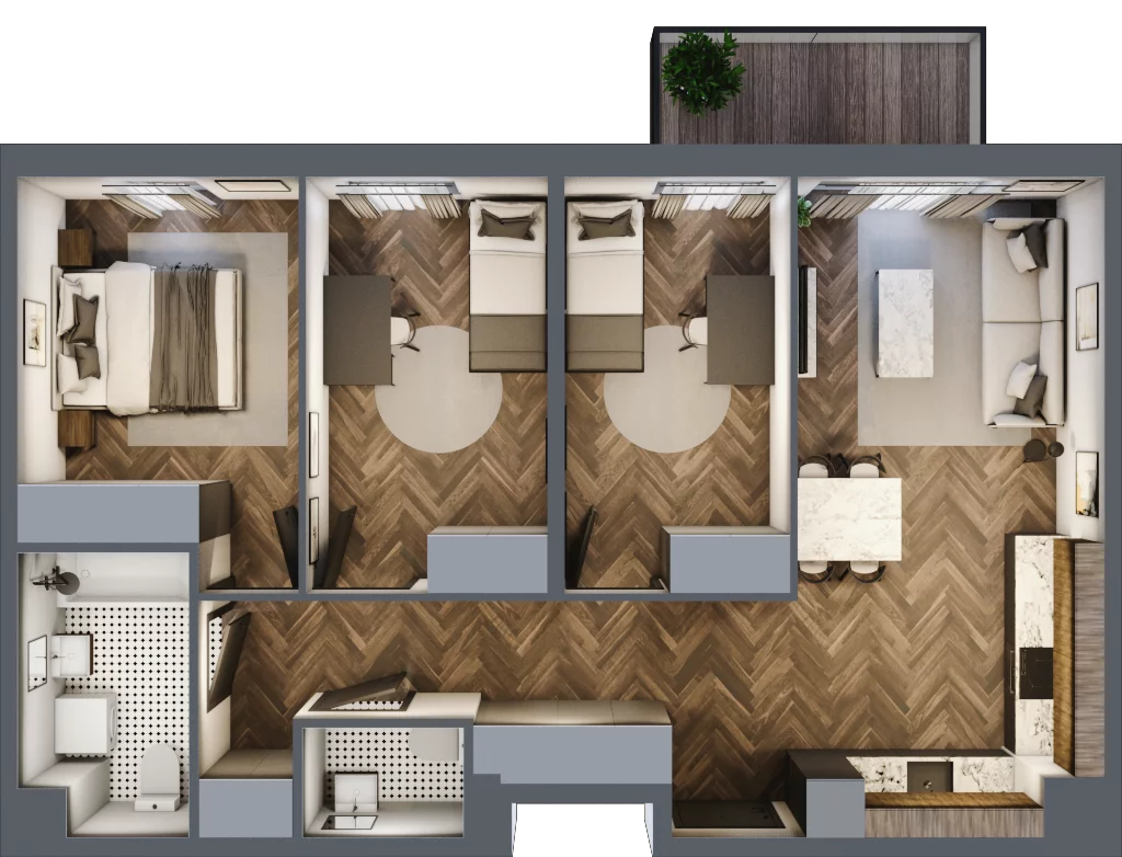 4 pokoje, mieszkanie 70,85 m², piętro 1, oferta nr B.1.27, Jabłonova Bud. B, Piaseczno, ul. Jabłoniowa