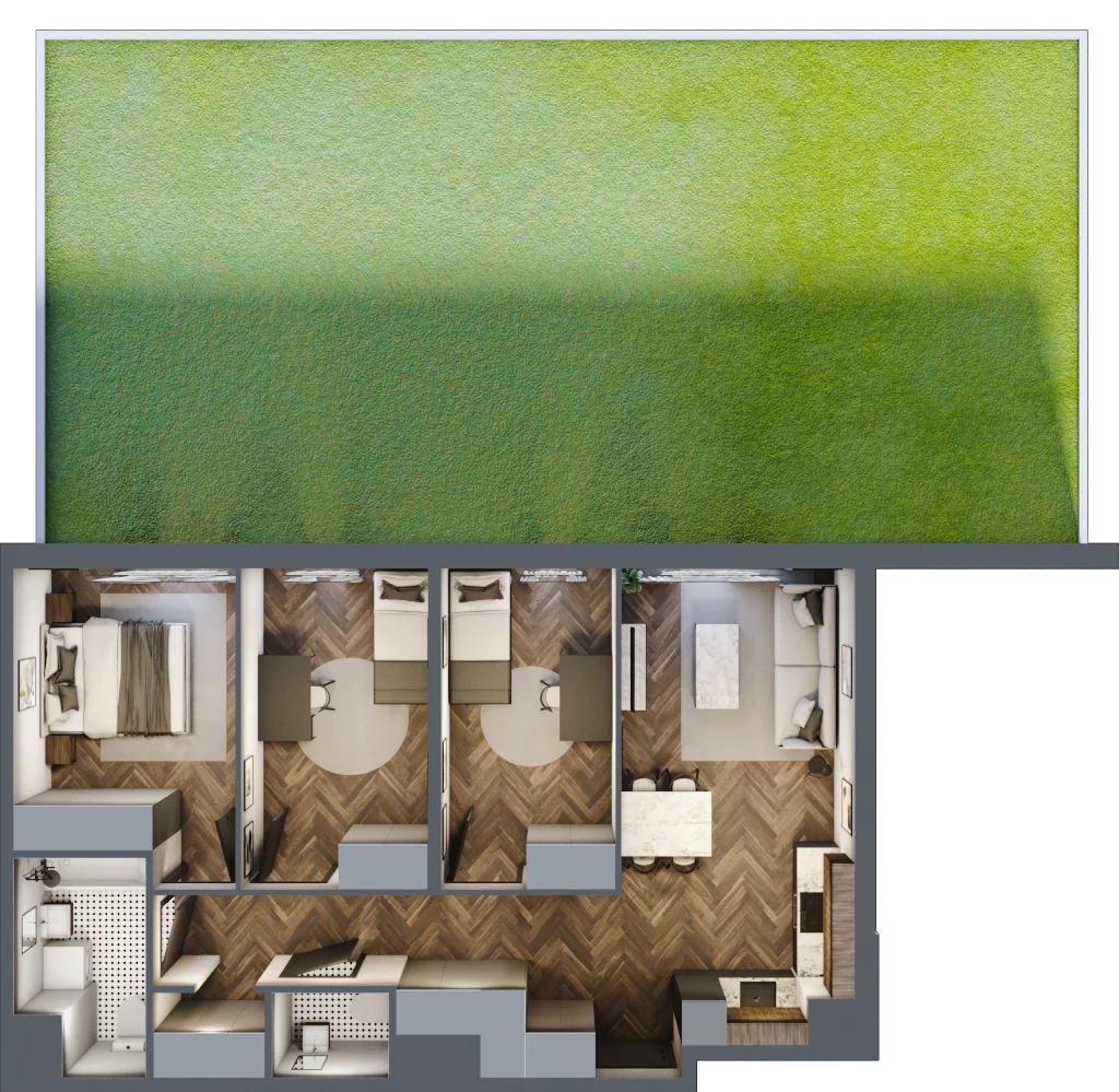 4 pokoje, mieszkanie 70,29 m², parter, oferta nr B.0.2, Jabłonova Bud. B, Piaseczno, ul. Jabłoniowa