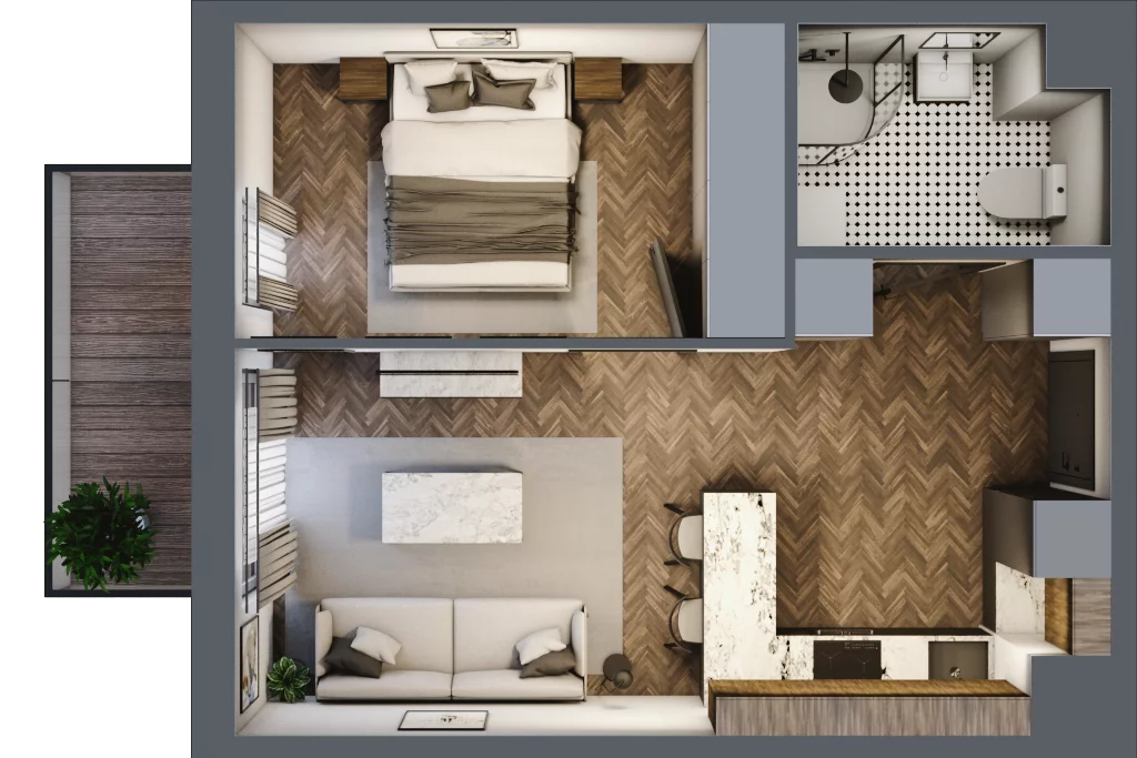 2 pokoje, mieszkanie 35,85 m², piętro 3, oferta nr B.3.98, Jabłonova Bud. B, Piaseczno, ul. Jabłoniowa
