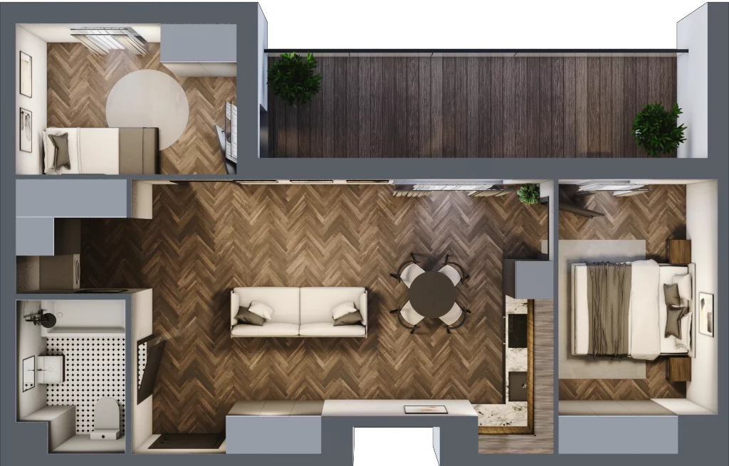 3 pokoje, mieszkanie 52,96 m², piętro 4, oferta nr B.4.102, Jabłonova Bud. B, Piaseczno, ul. Jabłoniowa