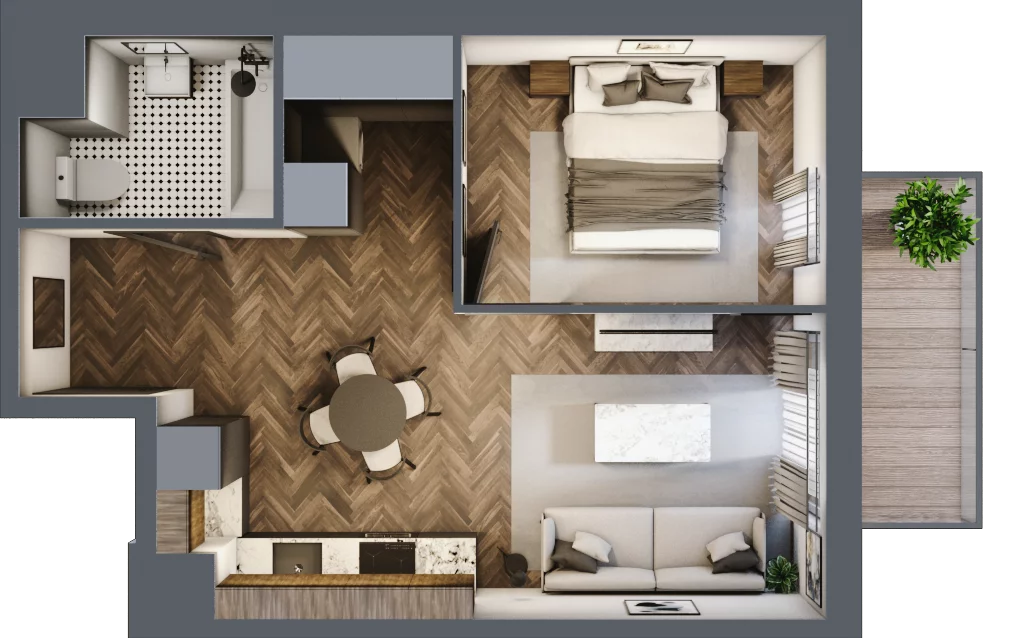 2 pokoje, mieszkanie 37,54 m², piętro 4, oferta nr B.4.100, Jabłonova Bud. B, Piaseczno, ul. Jabłoniowa