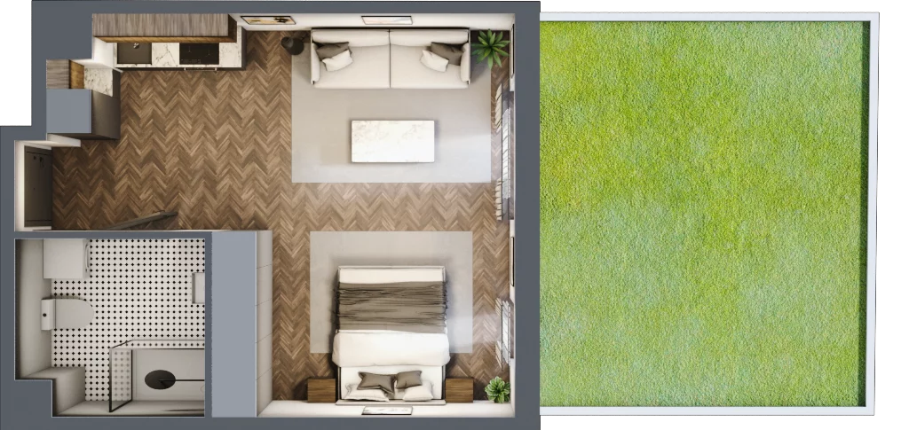 1 pokój, mieszkanie 35,14 m², parter, oferta nr B.0.6, Jabłonova Bud. B, Piaseczno, ul. Jabłoniowa
