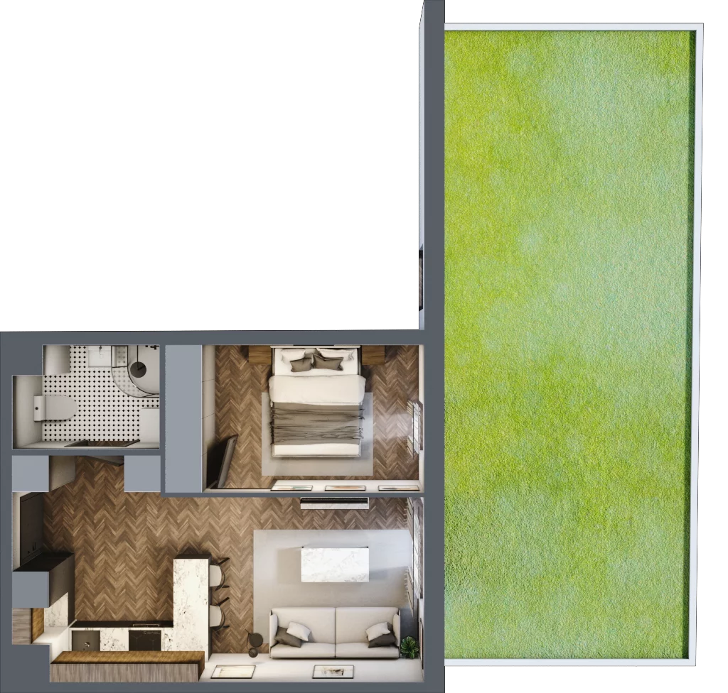 2 pokoje, mieszkanie 36,12 m², parter, oferta nr B.0.10, Jabłonova Bud. B, Piaseczno, ul. Jabłoniowa