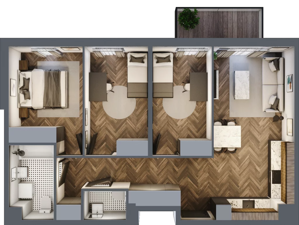 4 pokoje, mieszkanie 70,85 m², piętro 4, oferta nr B.4.103, Jabłonova Bud. B, Piaseczno, ul. Jabłoniowa
