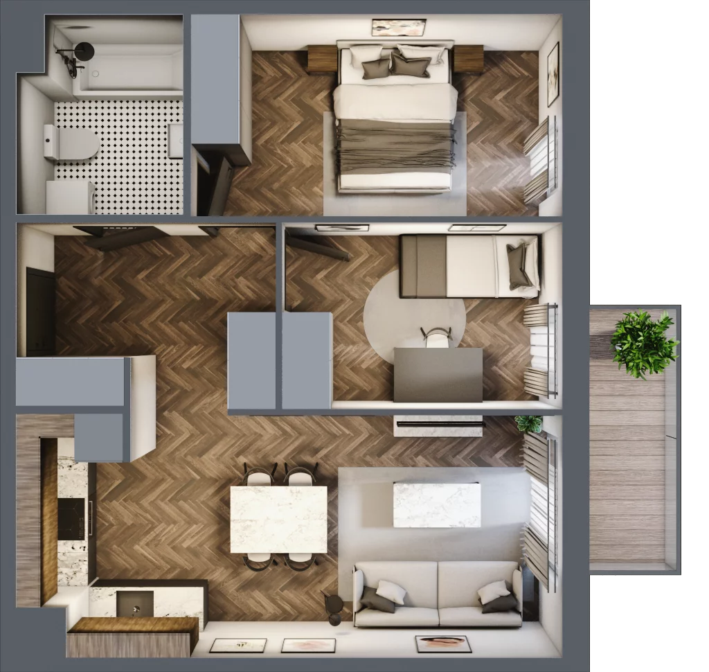 3 pokoje, mieszkanie 51,72 m², piętro 1, oferta nr B.1.31, Jabłonova Bud. B, Piaseczno, ul. Jabłoniowa