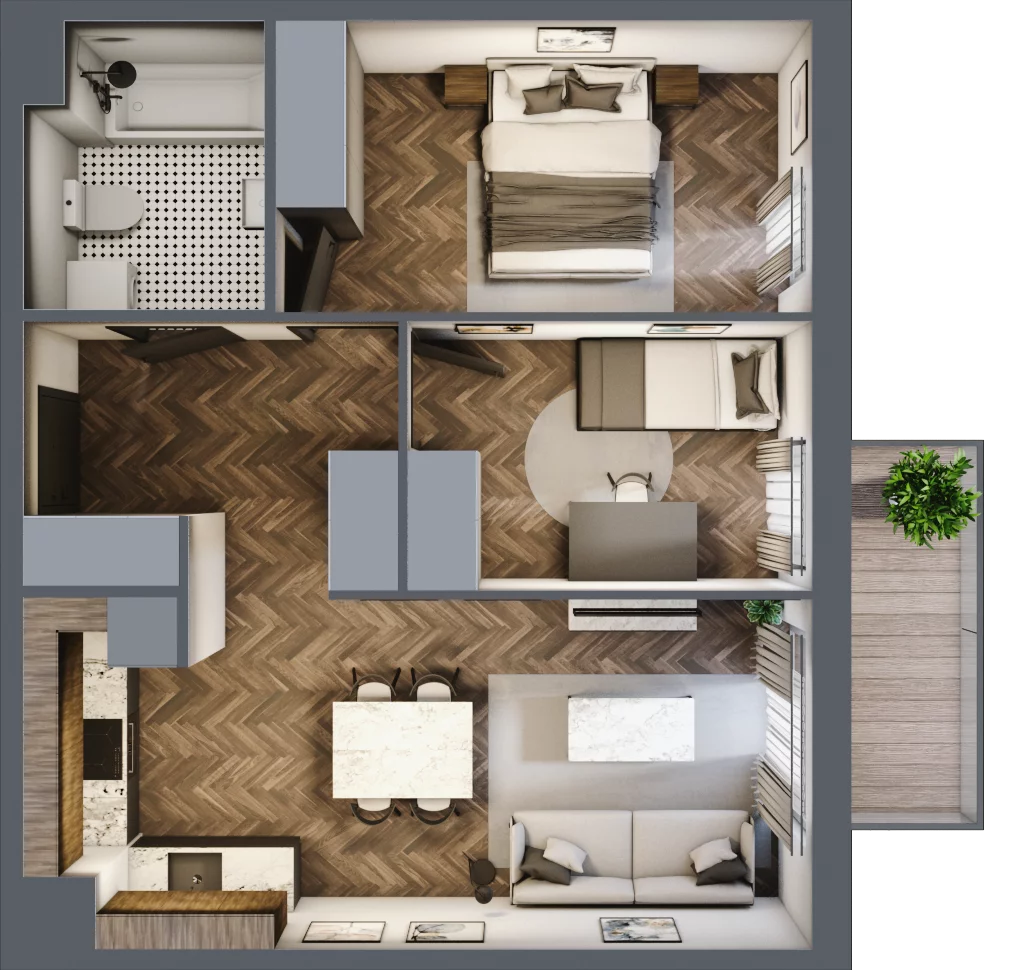 3 pokoje, mieszkanie 51,72 m², piętro 4, oferta nr B.4.107, Jabłonova Bud. B, Piaseczno, ul. Jabłoniowa