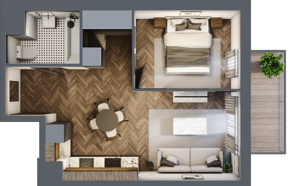 2 pokoje, mieszkanie 37,54 m², piętro 3, oferta nr B.3.76, Jabłonova Bud. B, Piaseczno, ul. Jabłoniowa