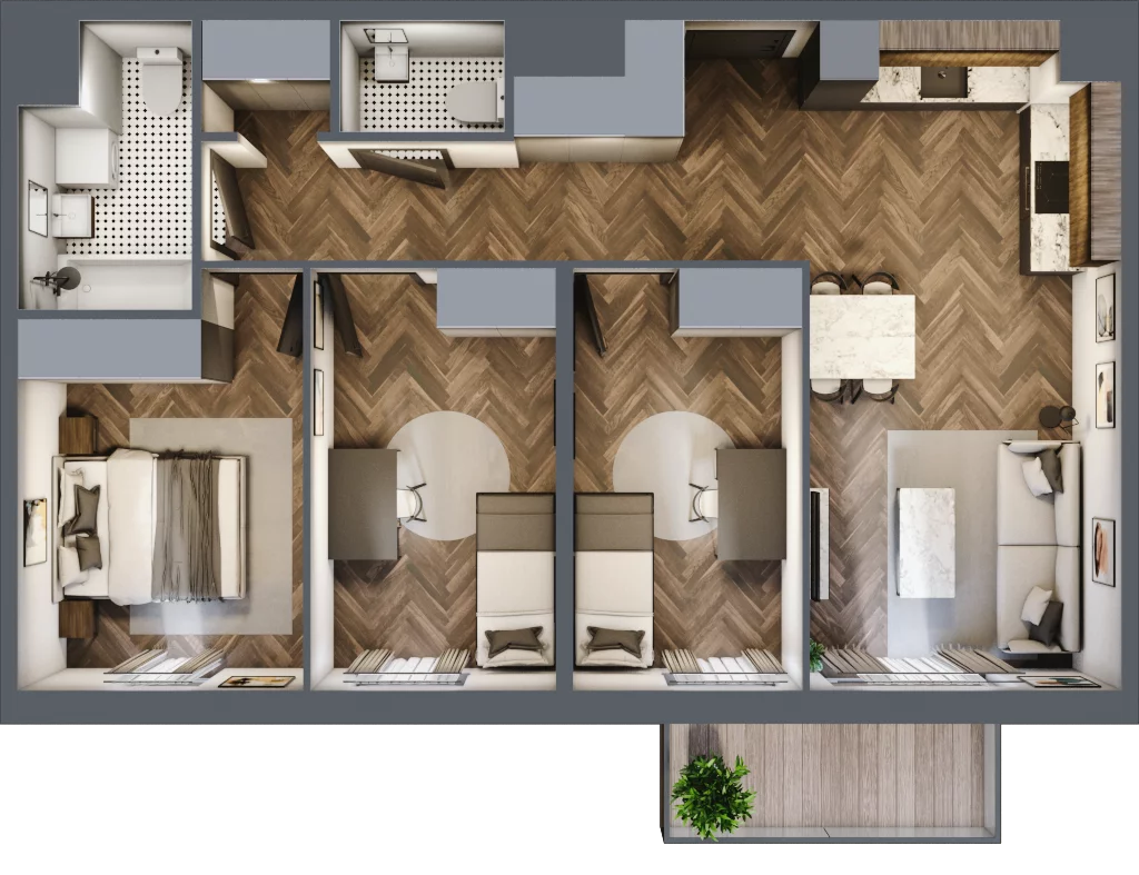 4 pokoje, mieszkanie 71,02 m², piętro 3, oferta nr B.3.94, Jabłonova Bud. B, Piaseczno, ul. Jabłoniowa