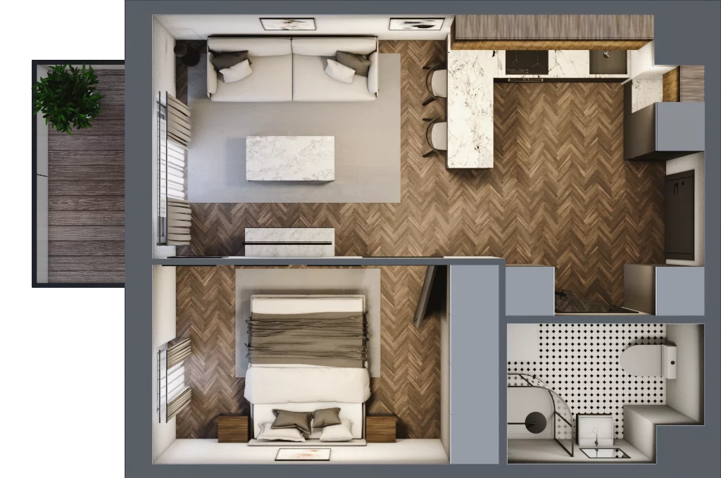 2 pokoje, mieszkanie 35,83 m², piętro 1, oferta nr B.1.48, Jabłonova Bud. B, Piaseczno, ul. Jabłoniowa