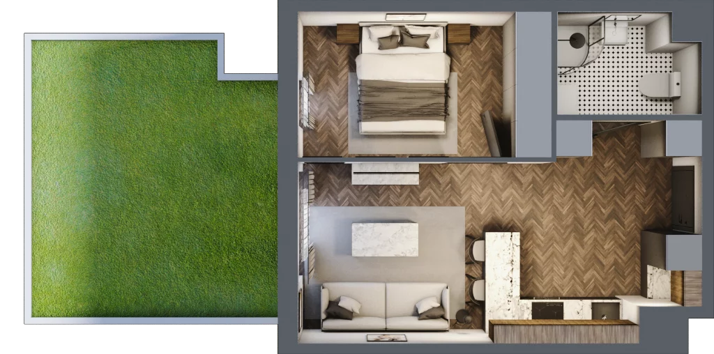 2 pokoje, mieszkanie 35,93 m², parter, oferta nr B.0.13, Jabłonova Bud. B, Piaseczno, ul. Jabłoniowa