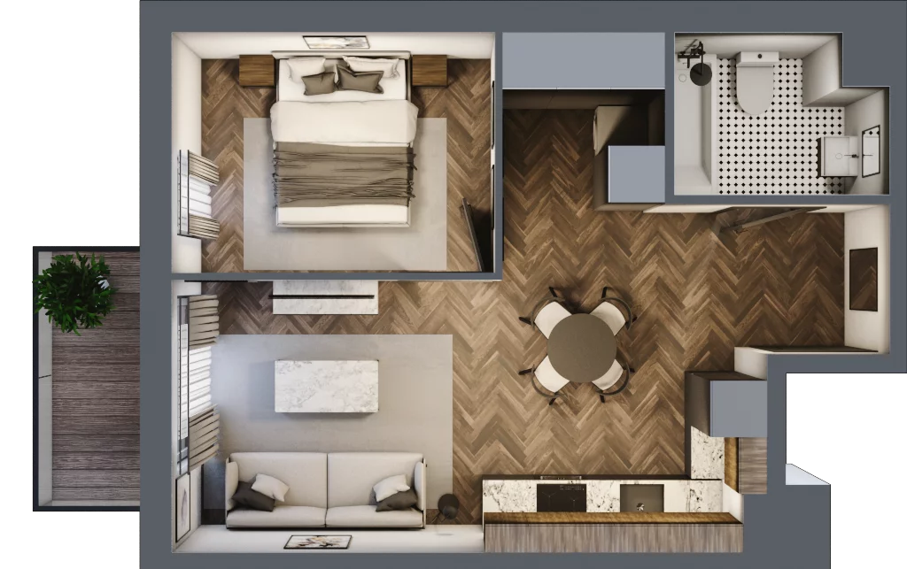 2 pokoje, mieszkanie 37,81 m², piętro 3, oferta nr B.3.99, Jabłonova Bud. B, Piaseczno, ul. Jabłoniowa
