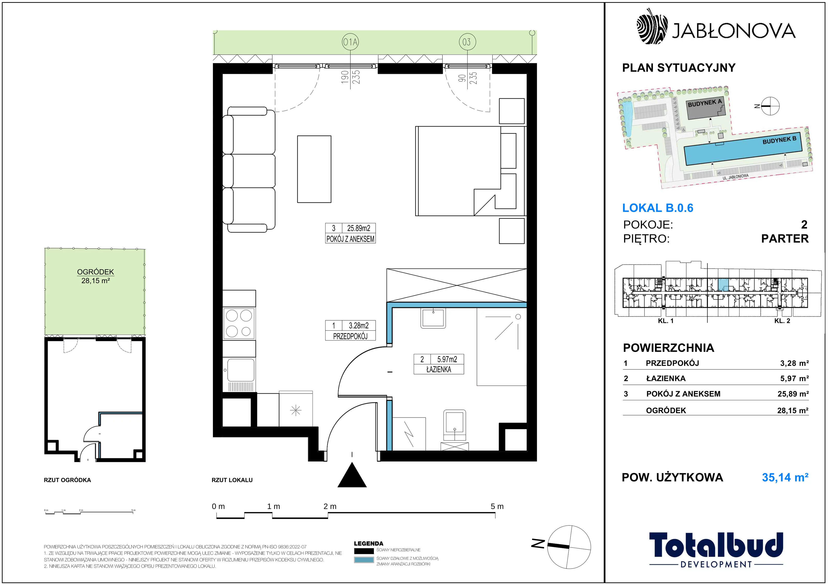 1 pokój, mieszkanie 35,14 m², parter, oferta nr B.0.6, Jabłonova Bud. B, Piaseczno, ul. Jabłoniowa