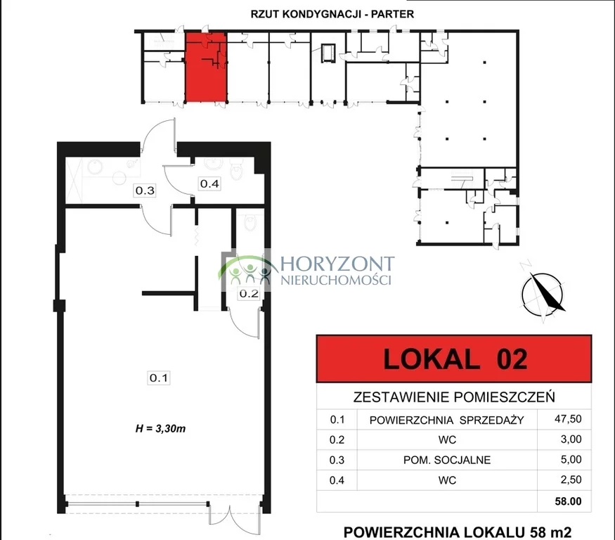 Lokal użytkowy 58,00 m², Dzierżążno, Wynajem