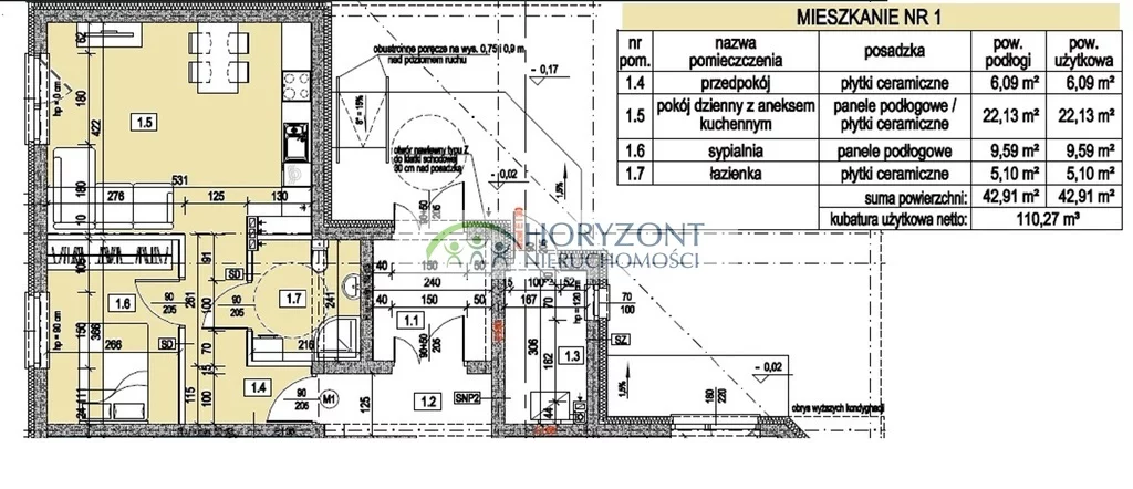 Mieszkanie dwupokojowe 42,91 m², Reda, Sprzedaż