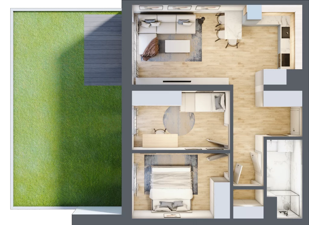 3 pokoje, mieszkanie 57,85 m², parter, oferta nr A0.01, Osiedle Kwiatowe, Mysłowice, ul. Kwiatowa