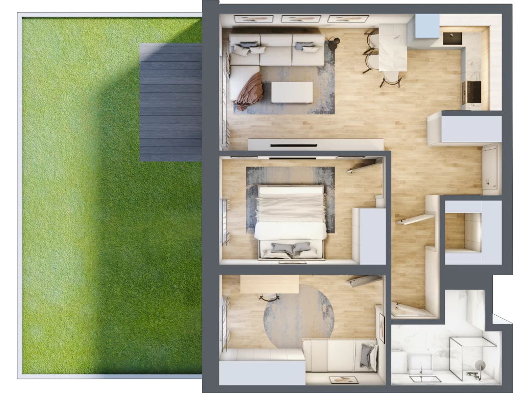 3 pokoje, mieszkanie 60,23 m², parter, oferta nr A0.02, Osiedle Kwiatowe, Mysłowice, ul. Kwiatowa