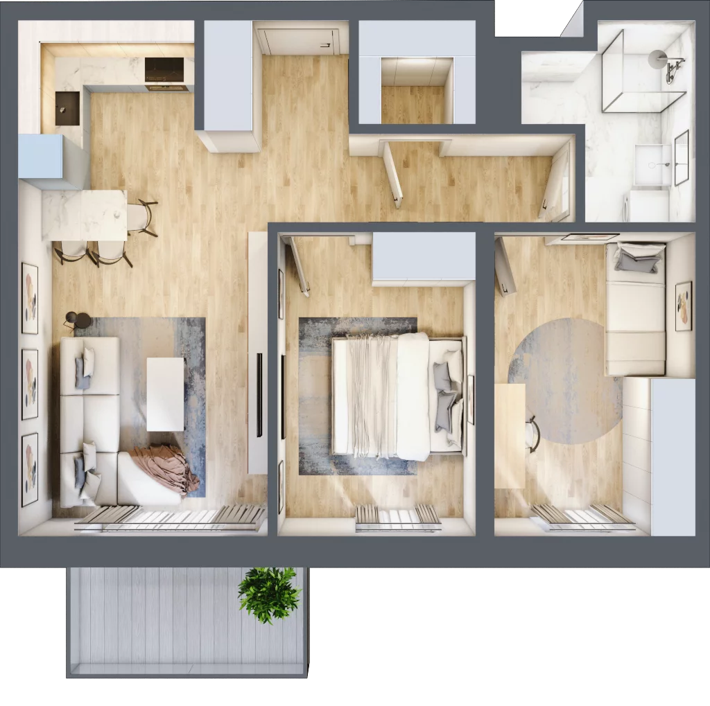 3 pokoje, mieszkanie 60,23 m², piętro 1, oferta nr A1.02, Osiedle Kwiatowe, Mysłowice, ul. Kwiatowa