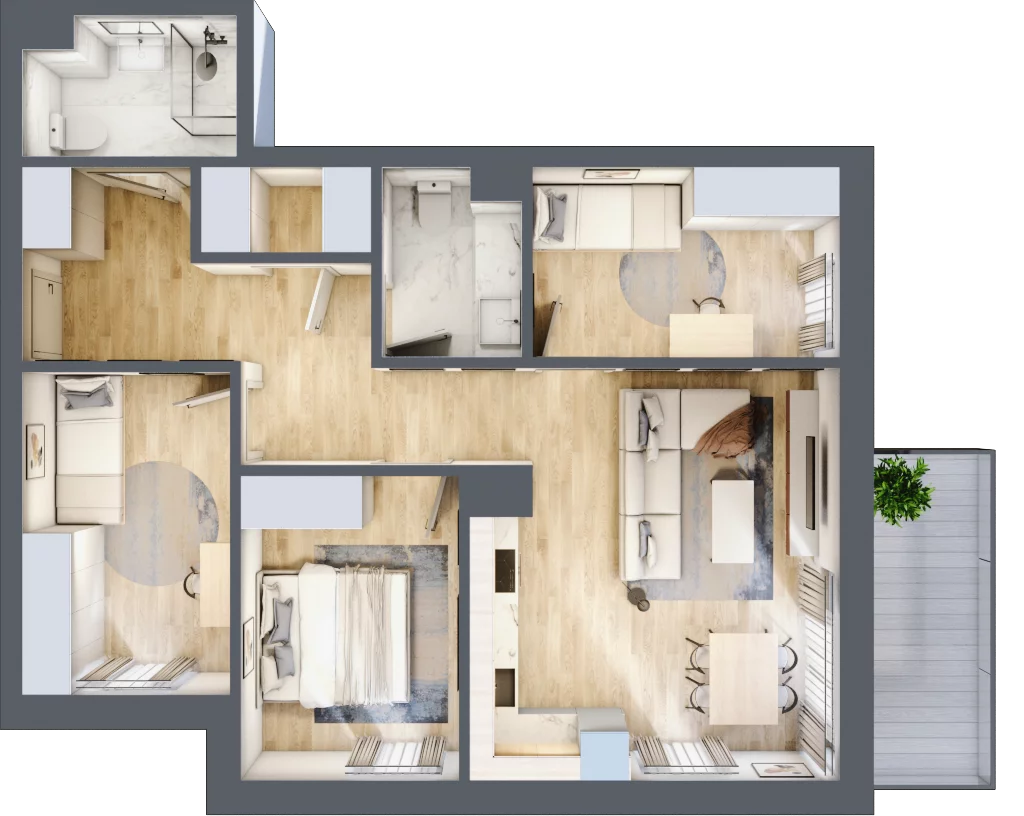 4 pokoje, mieszkanie 73,89 m², piętro 1, oferta nr A1.09, Osiedle Kwiatowe, Mysłowice, ul. Kwiatowa