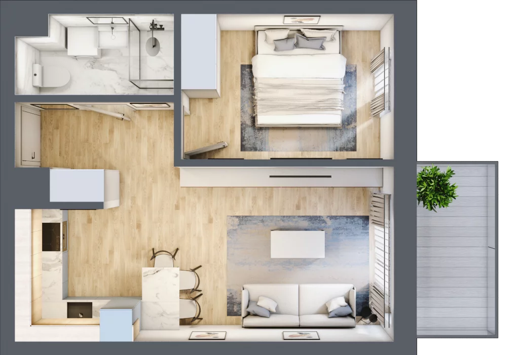 2 pokoje, mieszkanie 40,59 m², piętro 2, oferta nr A2.06, Osiedle Kwiatowe, Mysłowice, ul. Kwiatowa