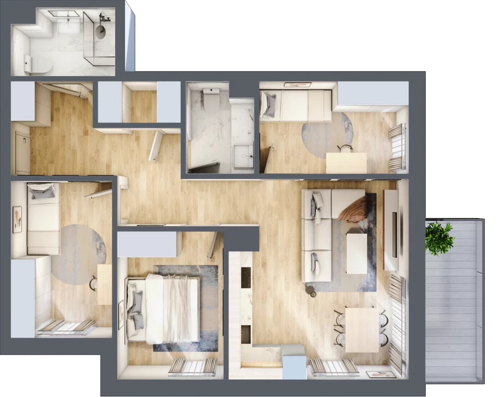 4 pokoje, mieszkanie 73,89 m², piętro 2, oferta nr A2.09, Osiedle Kwiatowe, Mysłowice, ul. Kwiatowa