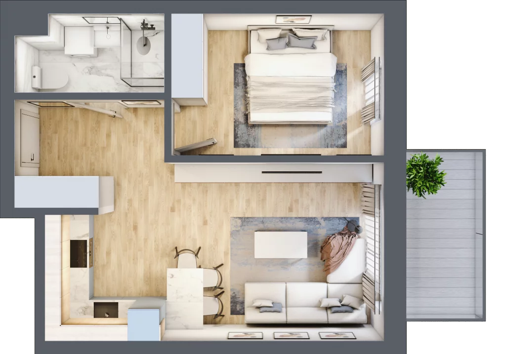 2 pokoje, mieszkanie 40,68 m², piętro 3, oferta nr A3.04, Osiedle Kwiatowe, Mysłowice, ul. Kwiatowa