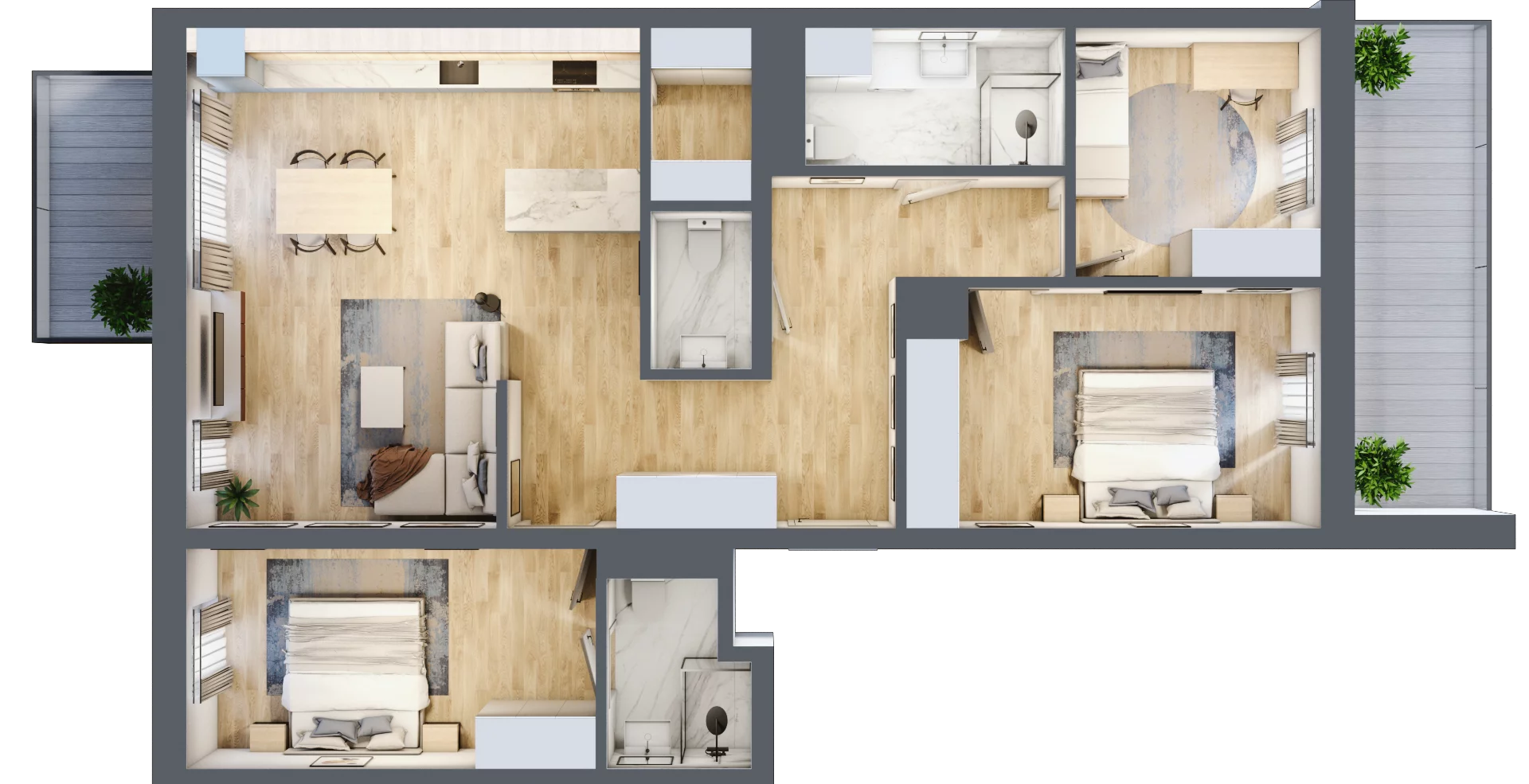 4 pokoje, mieszkanie 100,34 m², piętro 4, oferta nr A4.02, Osiedle Kwiatowe, Mysłowice, ul. Kwiatowa