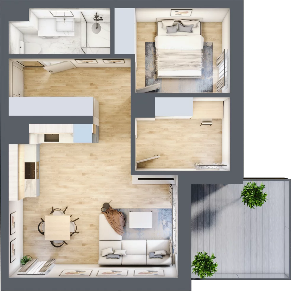 3 pokoje, mieszkanie 51,13 m², piętro 4, oferta nr A4.06, Osiedle Kwiatowe, Mysłowice, ul. Kwiatowa