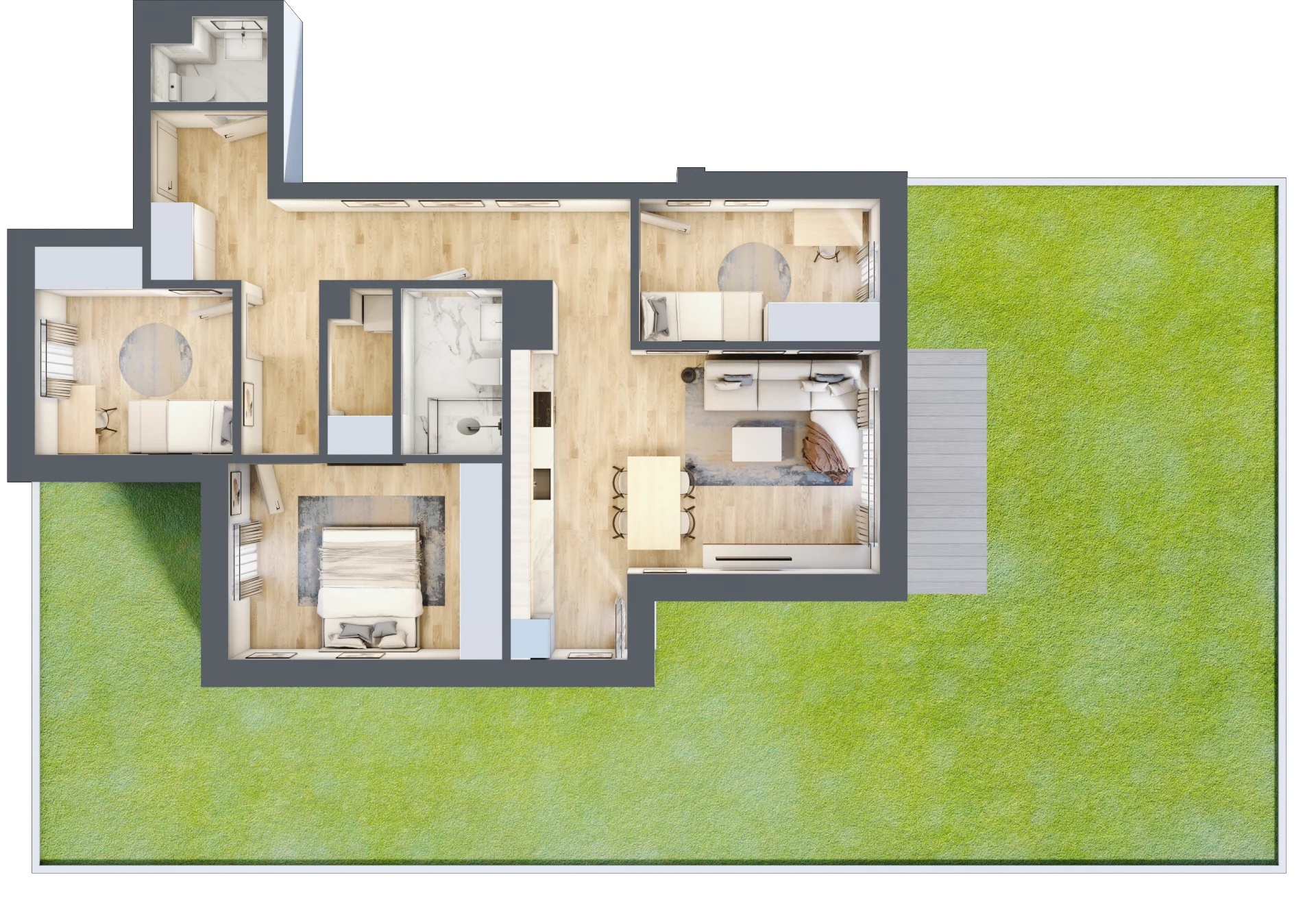 4 pokoje, mieszkanie 77,12 m², parter, oferta nr B0.04, Osiedle Kwiatowe, Mysłowice, ul. Kwiatowa