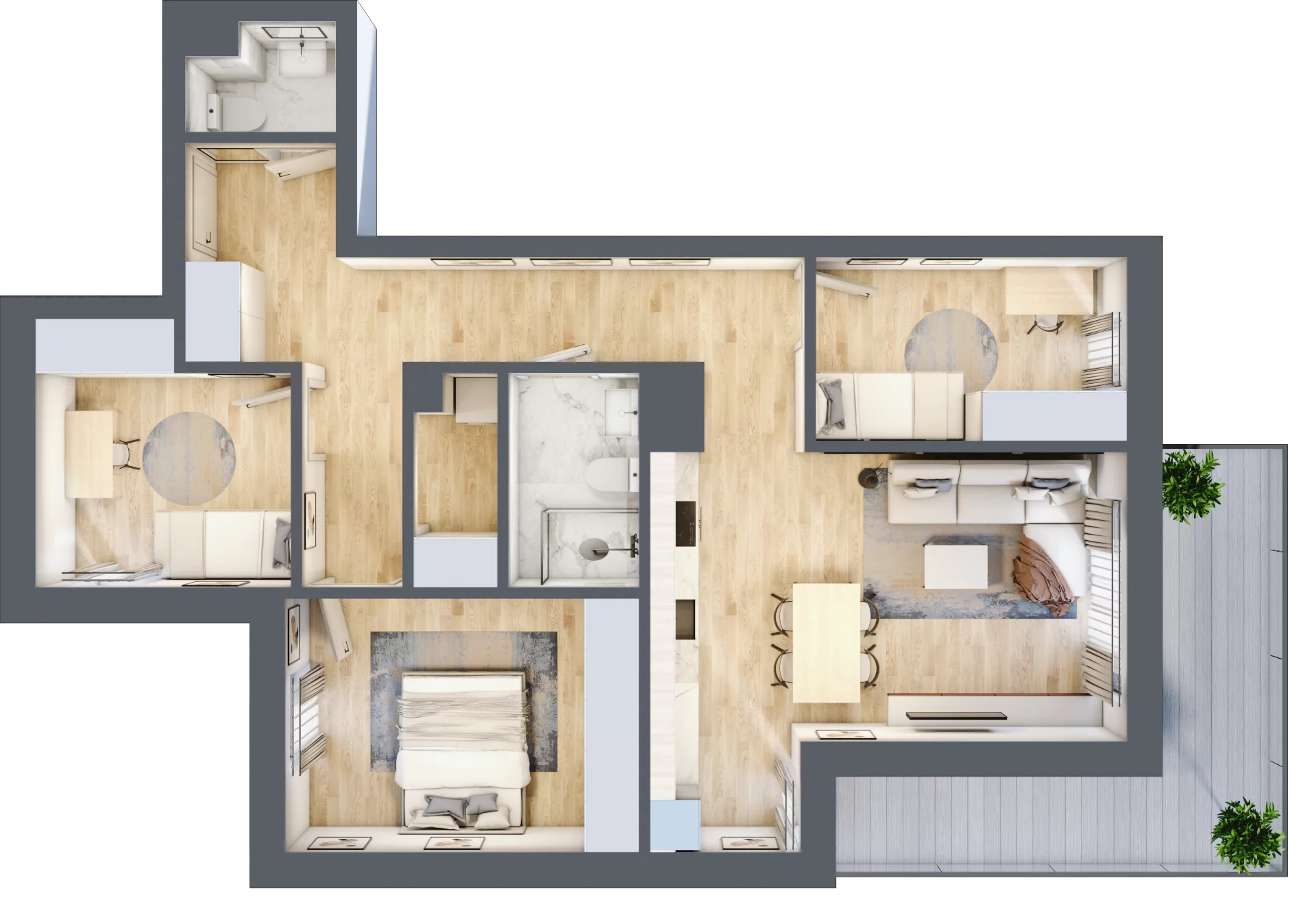 4 pokoje, mieszkanie 77,12 m², piętro 1, oferta nr B1.04, Osiedle Kwiatowe, Mysłowice, ul. Kwiatowa